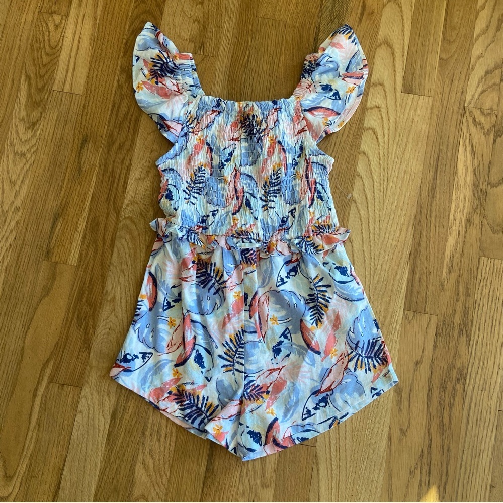 Vince Camuto Kids Tropical Print Romper - Blue and Orange Size 8 EUC